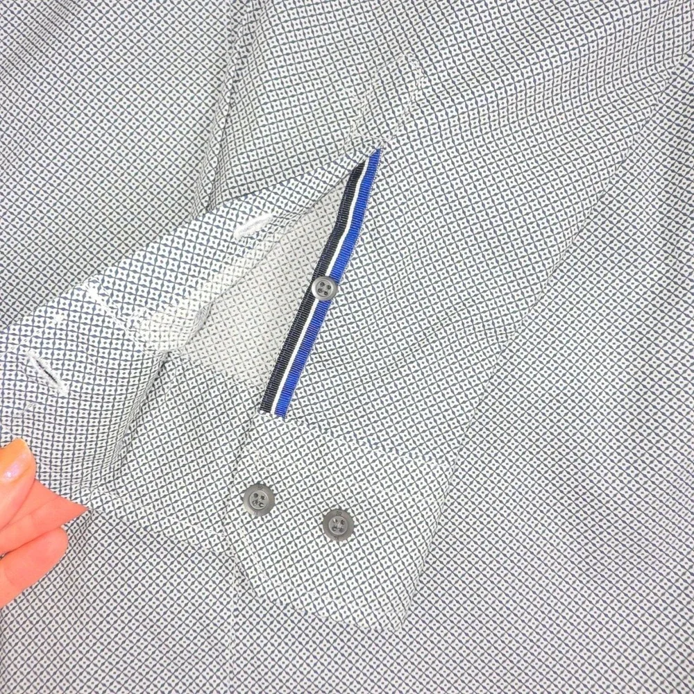 Banana Republic Slim Fit Tall Blue Geometric Button Down Shirt XL Tall NEW